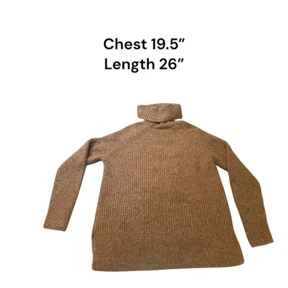 Madewell Turtleneck‎ Sweater Small Brown Ribbed Wool Blend Dark Academia Cozy